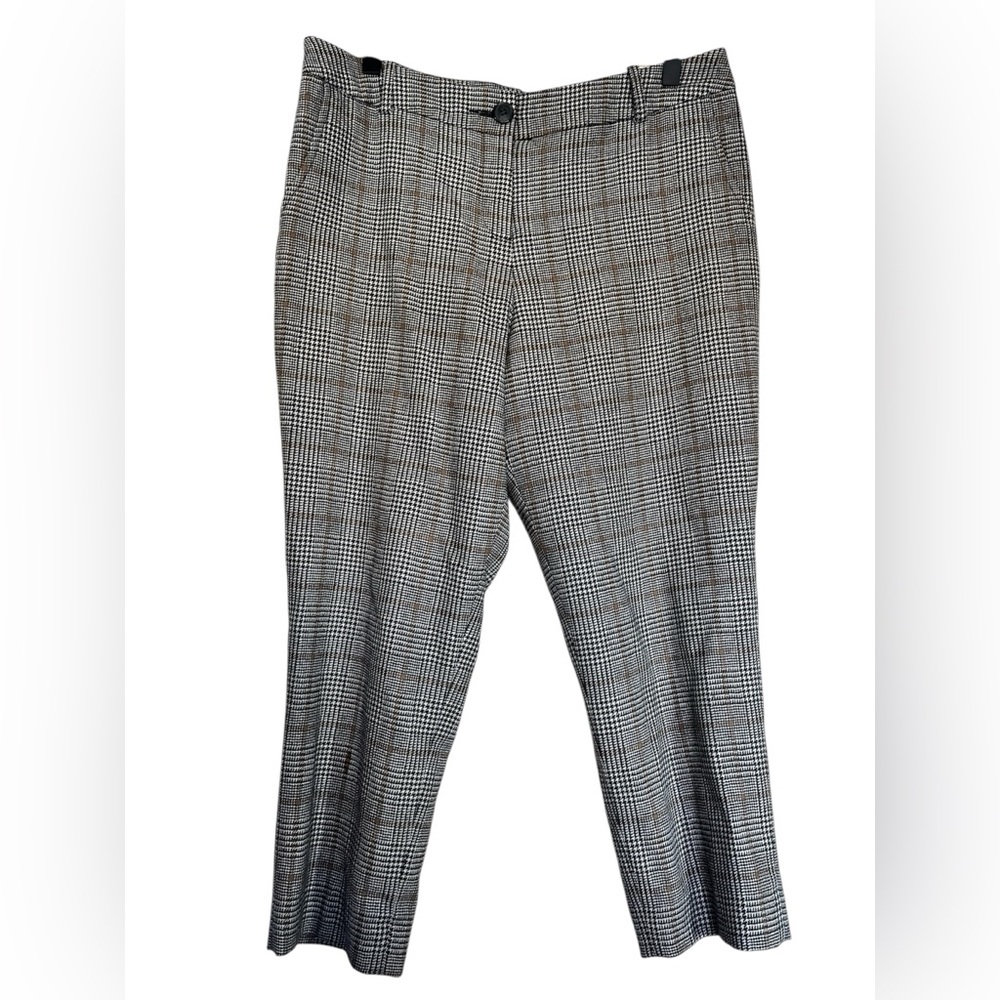 Pendleton Wool Plaid Dress Pants Petite 8 Black White Houndstooth cropped